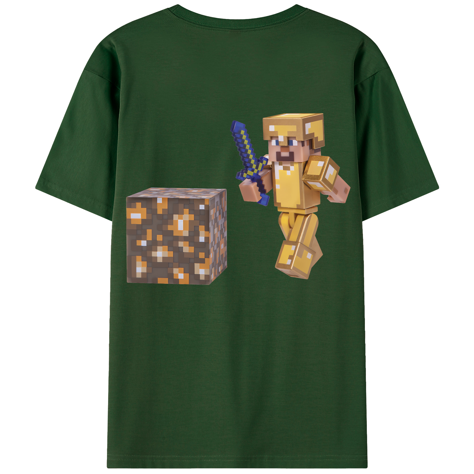 （画像用） マインクラフト ブロックの世界 Minecraft MC Block world 綿100％半袖Tシャツ（背面プリント）